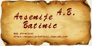 Arsenije Batinić vizit kartica